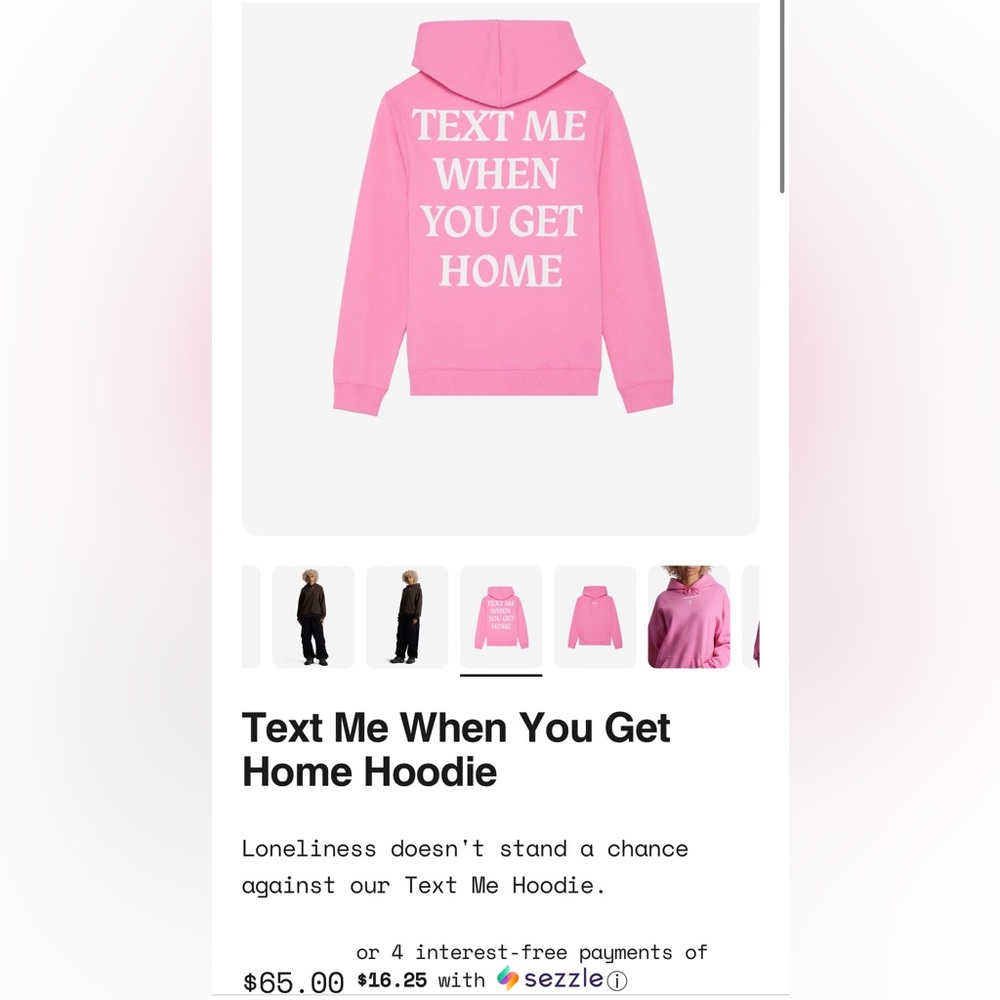 Lonely Ghost Text Me When You get Home Hoodie in a size X-large.